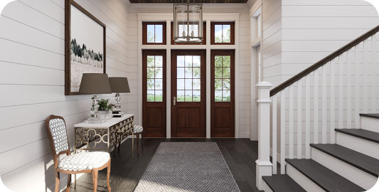 black interior doors with wood trim